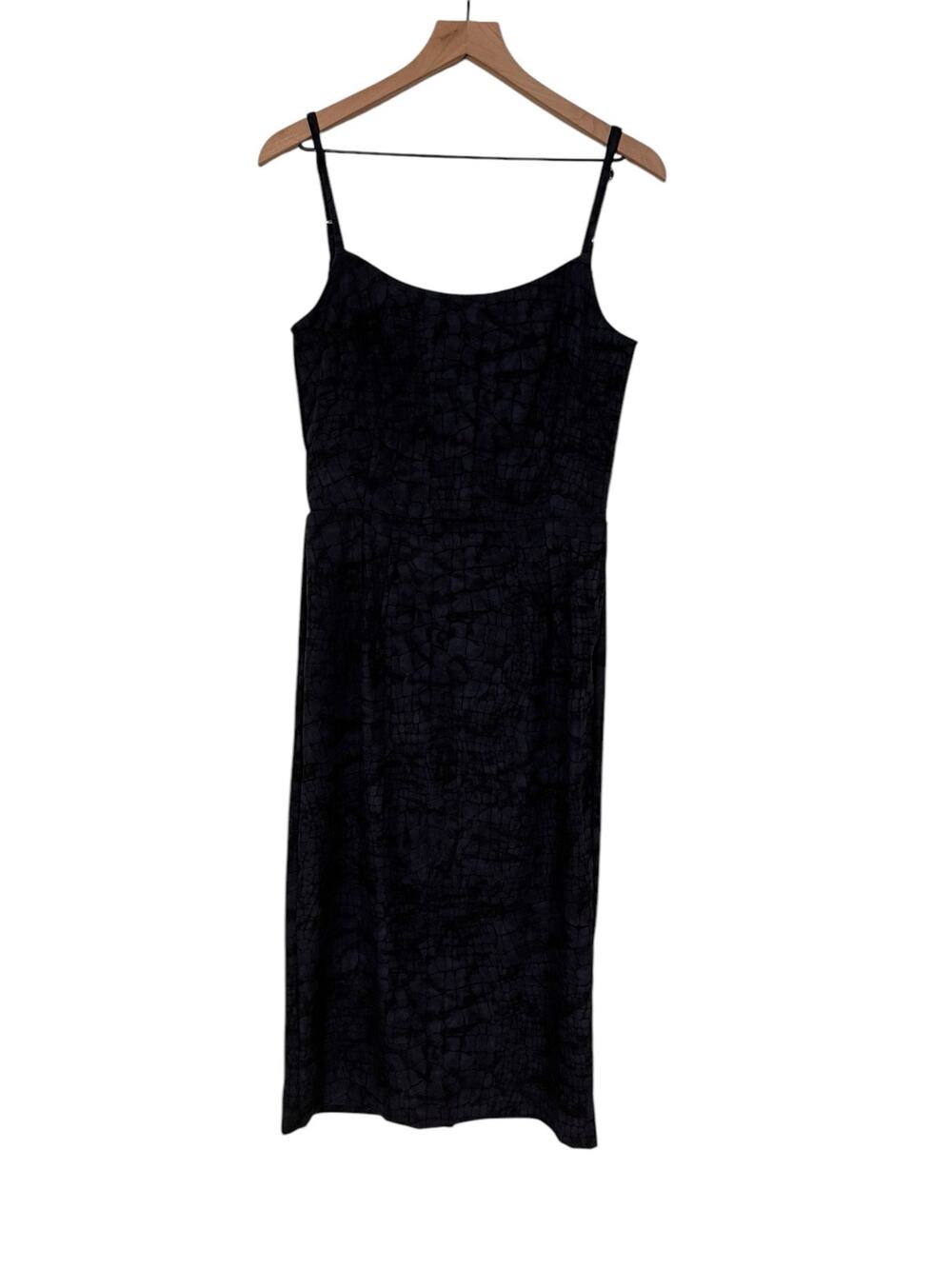 Pineapple Clothing Womens Blue Black Snakeskin Print Midi Dress Size Large